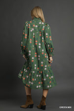 Green Floral Midi Dress