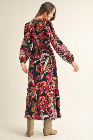 Smocked Paisley Midi