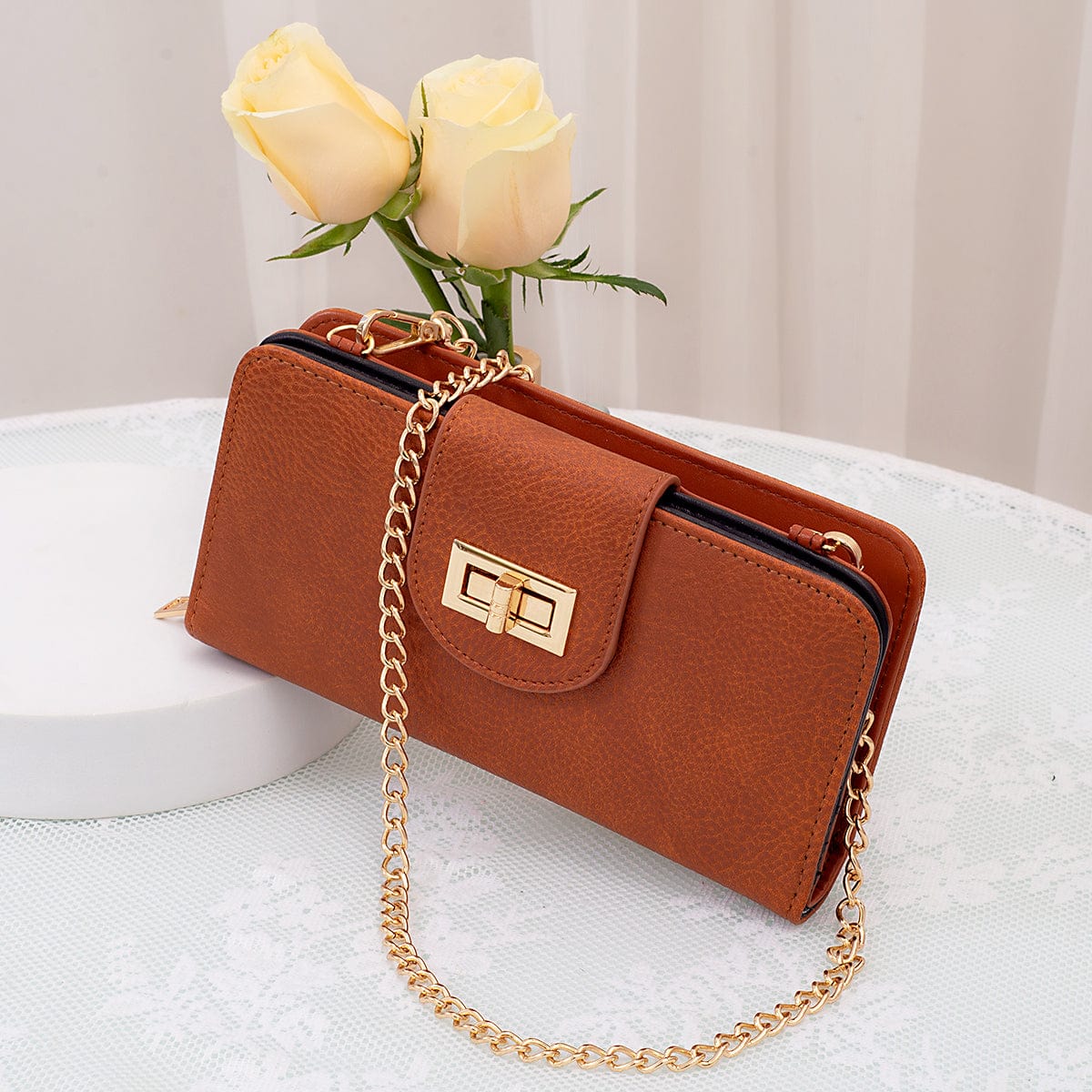 Turn-Lock Crossbody Wallet
