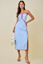 Contrast Piping Midi Dress