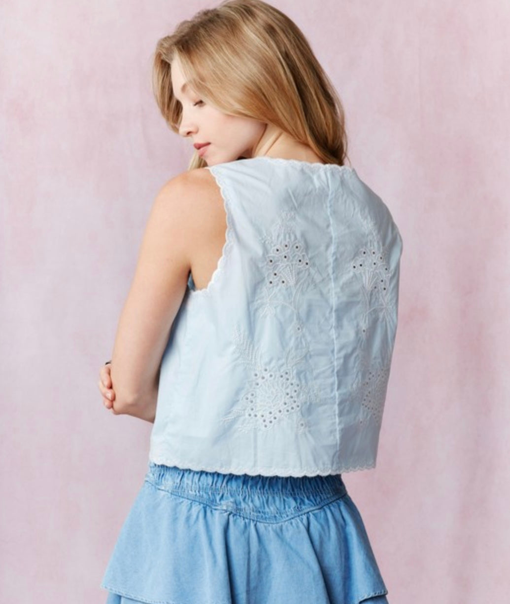Eyelet Blue Vest
