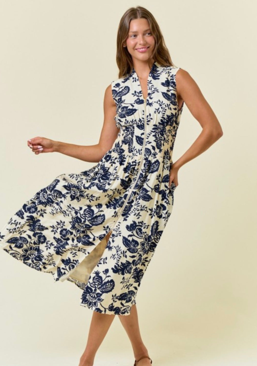 Paisley Smocked Midi Dress