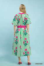 Striped Floral Maxi Dress