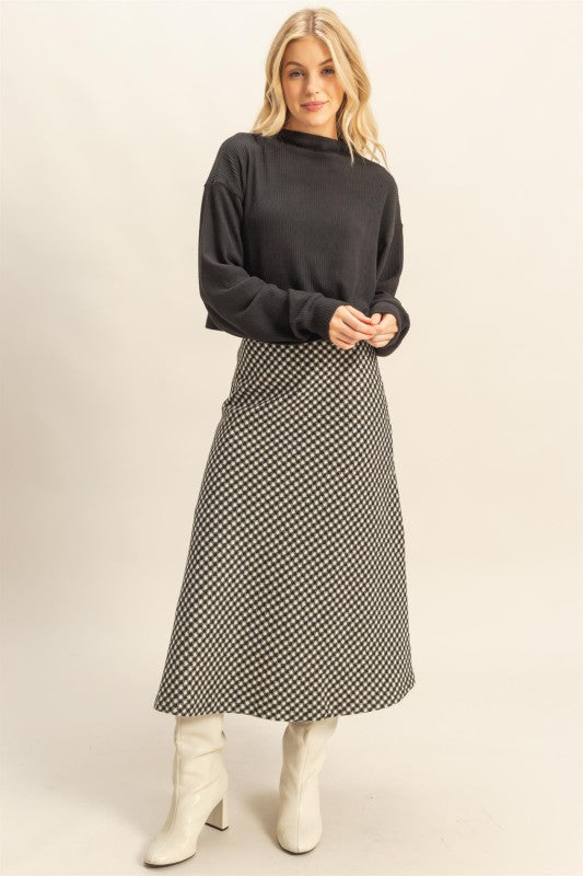 Houndstooth Midi Skirt