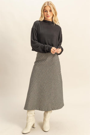 Houndstooth Midi Skirt