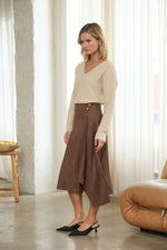Wrap Front Midi Skirt
