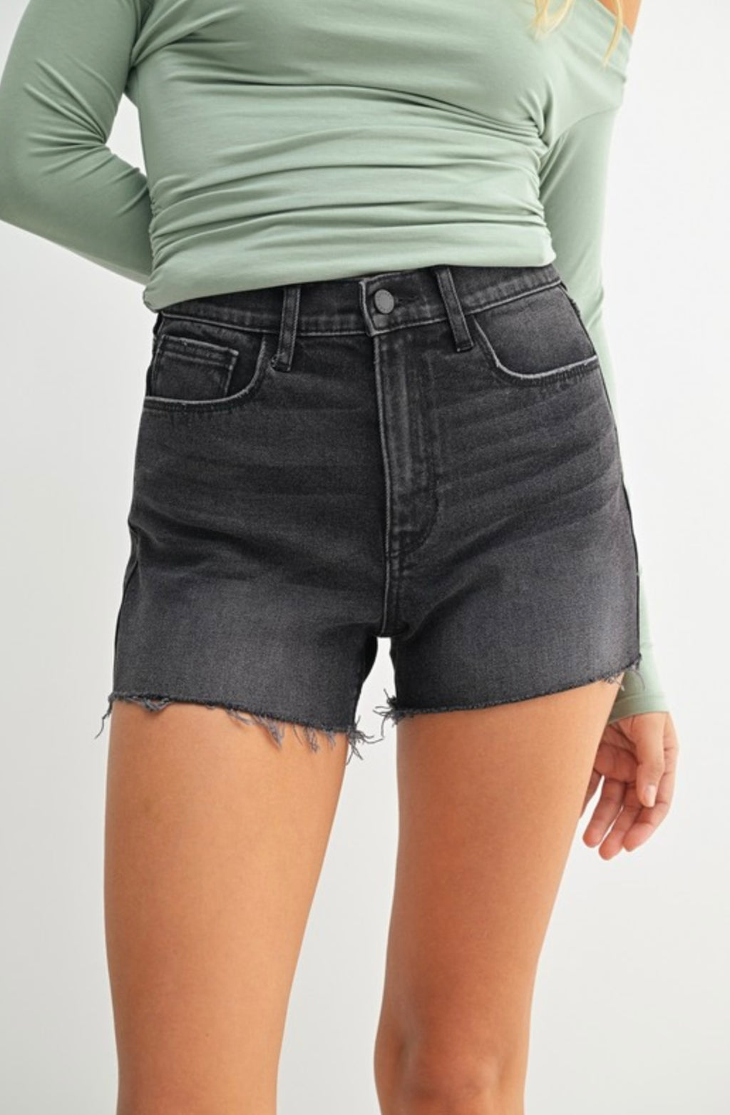 Washed Black Shorts