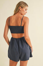 Linen Flower Jumpsuit