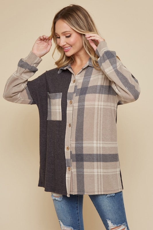 Plaid Colorblock Shacket