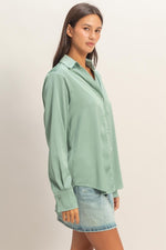 Satin Button Front Blouse