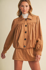 Gathered Suede Jacket