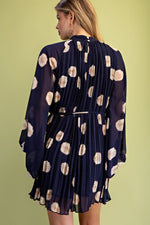 Dotted Mini Pleat Dress