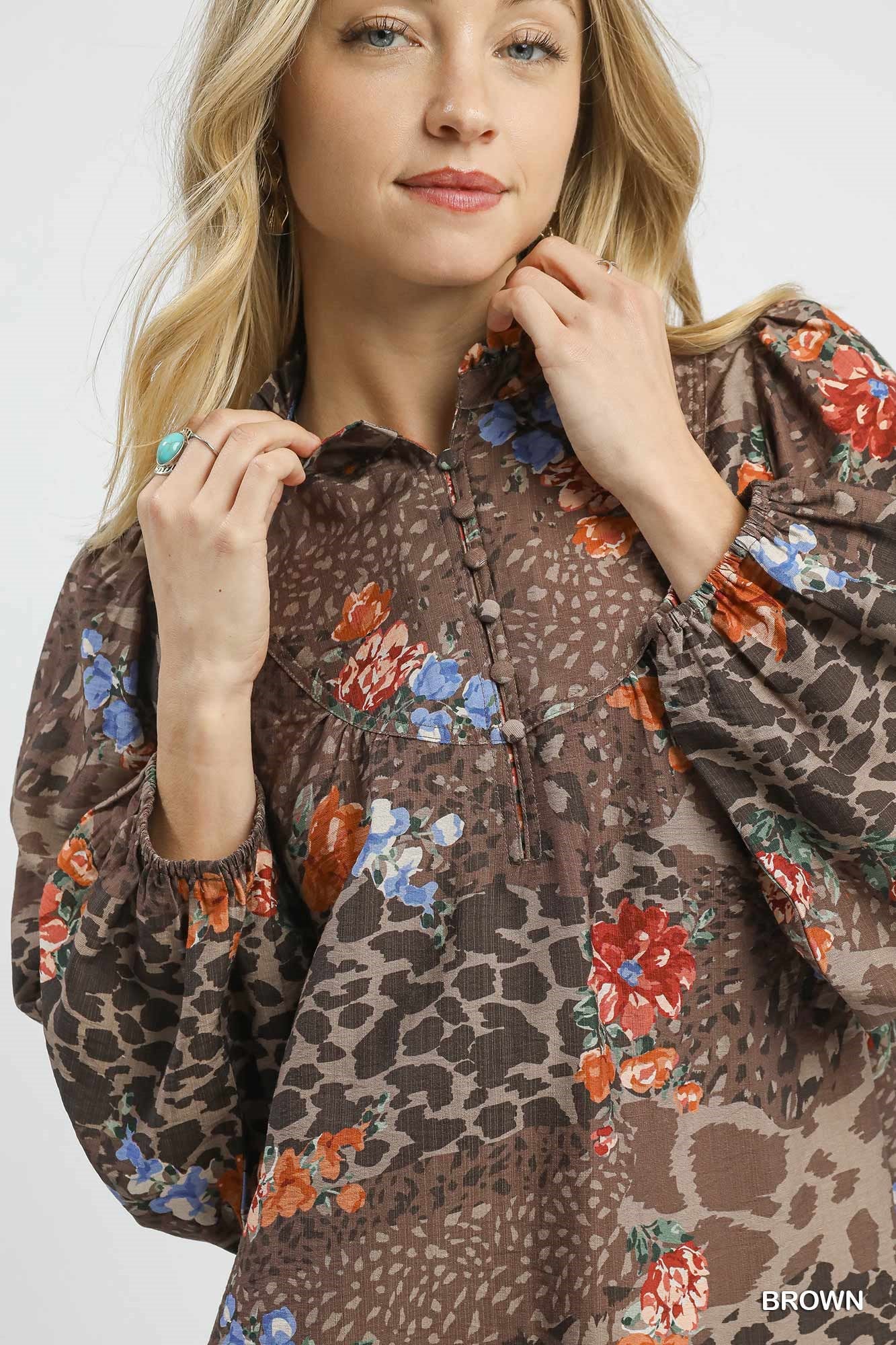 Animal Print Ruffle Top