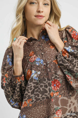 Animal Print Ruffle Top