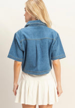Denim V-Neck Cropped Top