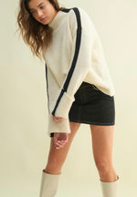 Mock Neck Contrast Sweater