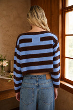 Exposed Hem Striped Sweater