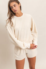 Contrast Fleece Shorts Set