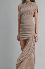 Mocha Ruched Mini Dress
