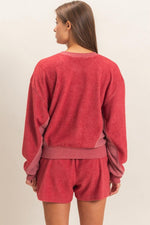 Contrast Fleece Shorts Set