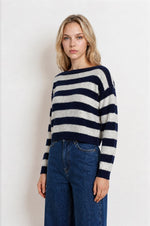 Exposed Hem Striped Sweater