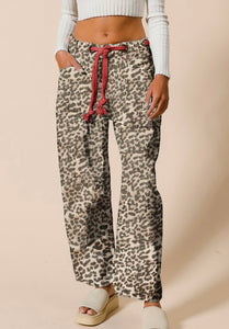Braided Belt Leopard Pants