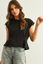 Pleated Cap Sleeve Tee