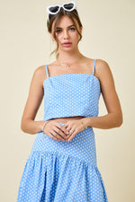 Lt Blue Polka Dot Crop Top