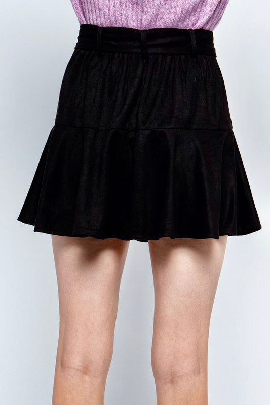 Ruffled Suede Skort
