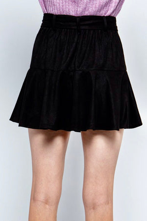 Ruffled Suede Skort