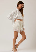 Satin Lace Trim Shorts
