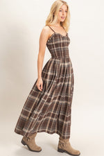 Plaid Smocked Midi Dress