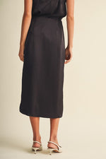 Chocolate Satin Lace Midi Skirt