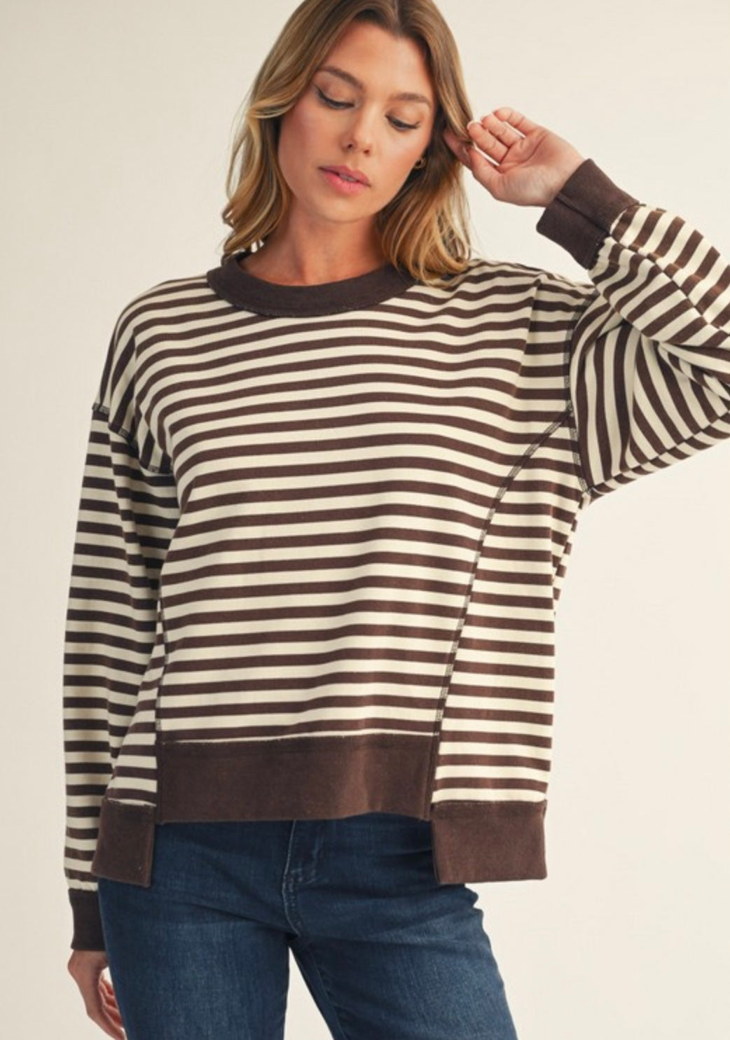 Drop Shoulder Stripe Top