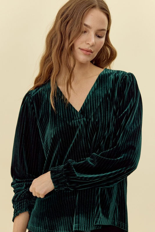 Pleated Velvet Top