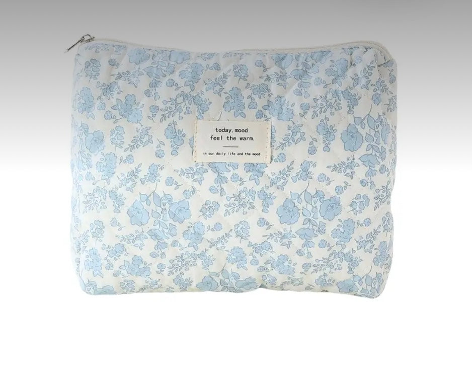 Blue Garden Makeup Bag - Medium