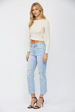 Mid Rise Cigarette Crop Jean