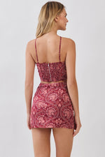 Paisley Rosette Halter Crop