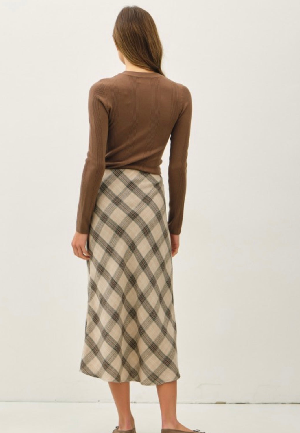 Ruther Plaid Midi Skirt