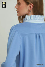 Stripe Ruffle Neck Top