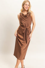 Diagonal Stripe Satin Dress