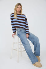Exposed Hem Striped Sweater