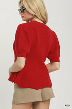 Cable Knit Peplum Sweater