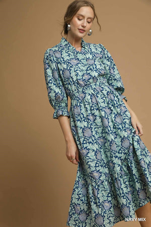 Abstract Print Midi Dress