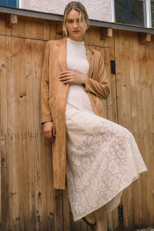 Faux Suede Duster