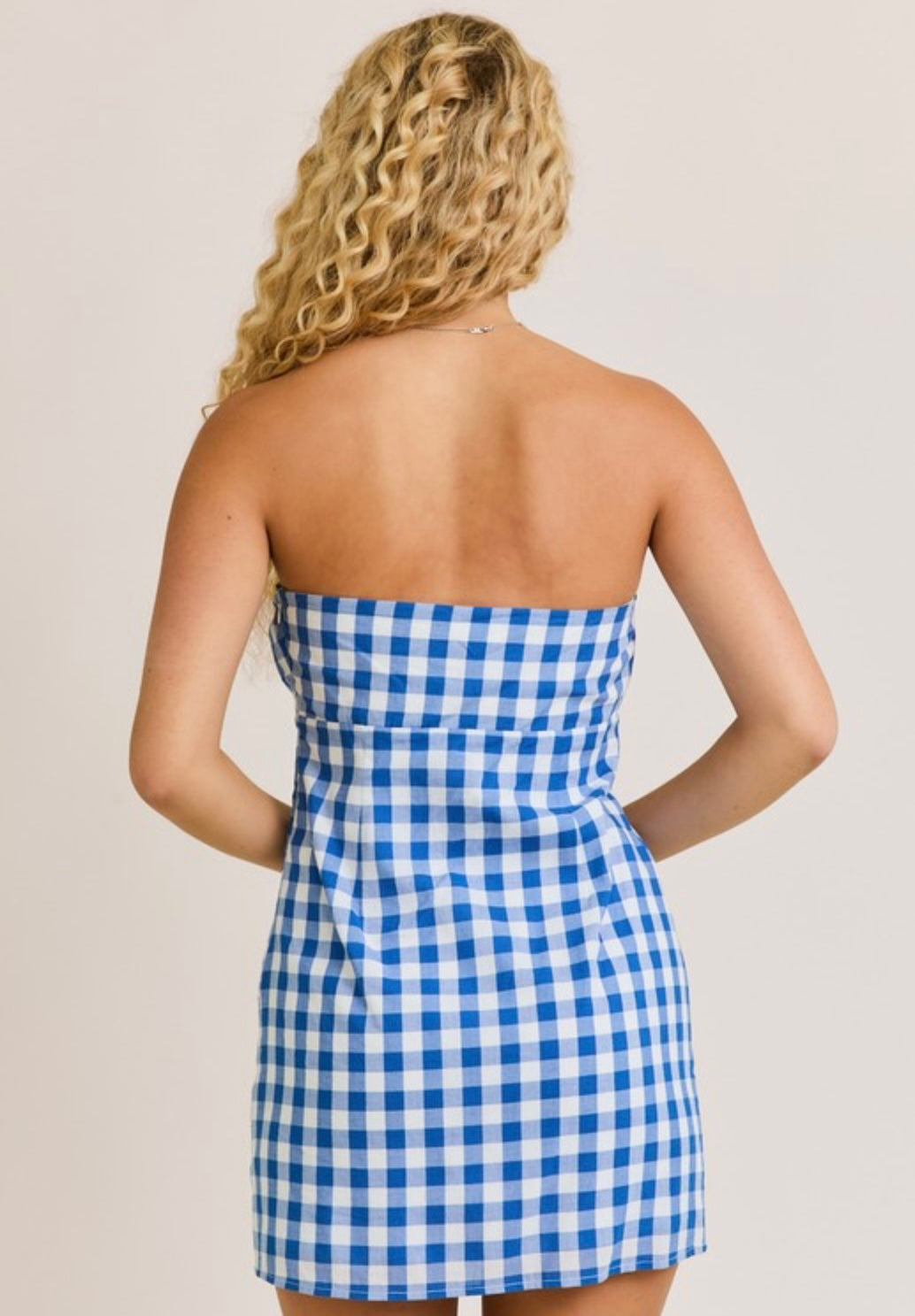 Blue Check Mini Dress