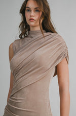 Mocha Ruched Mini Dress