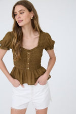 Smocked Peplum Top