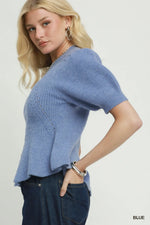 Cable Knit Peplum Sweater
