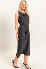 Diagonal Stripe Satin Dress